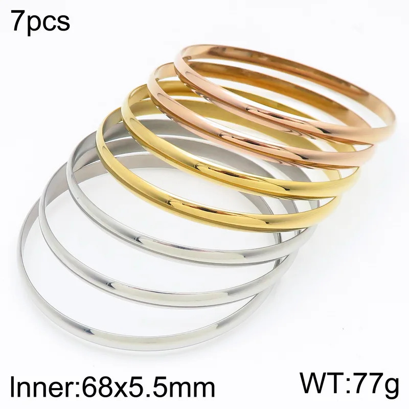 KALEN 7pcs/Lot Stainless Steel Bangles for Women Ethiopian Bracelets African Jewelry Saudi Arabic Wedding Bride Gift 250227