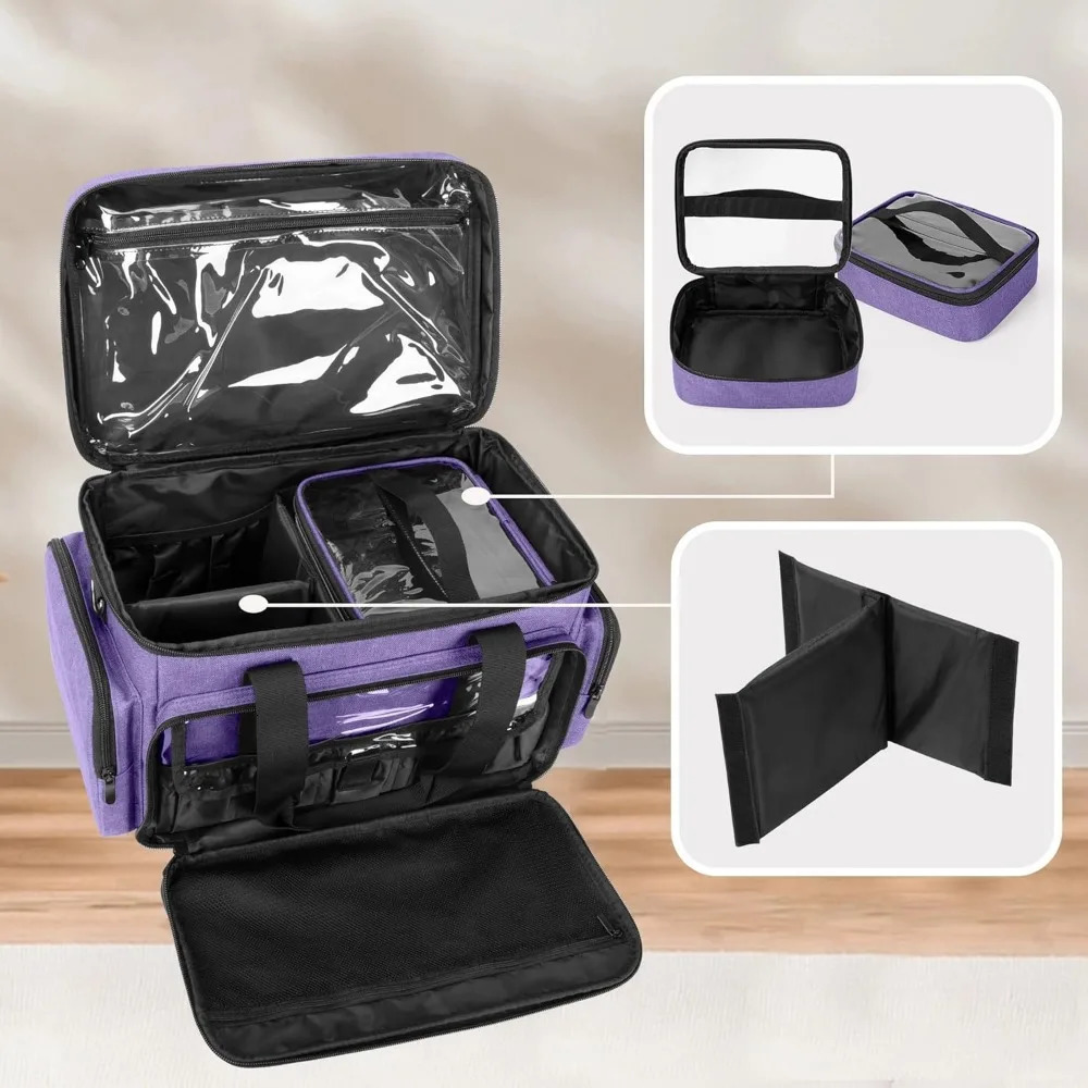 Ship from US Large cosmetic bag with 2 detachable pockets and dividers 250227FBB