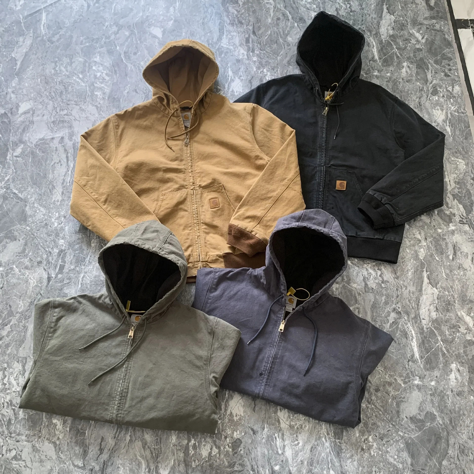 High quality retro car wash hooded jacket loose casual clothing mens and womens er jackets winter jackets 250225