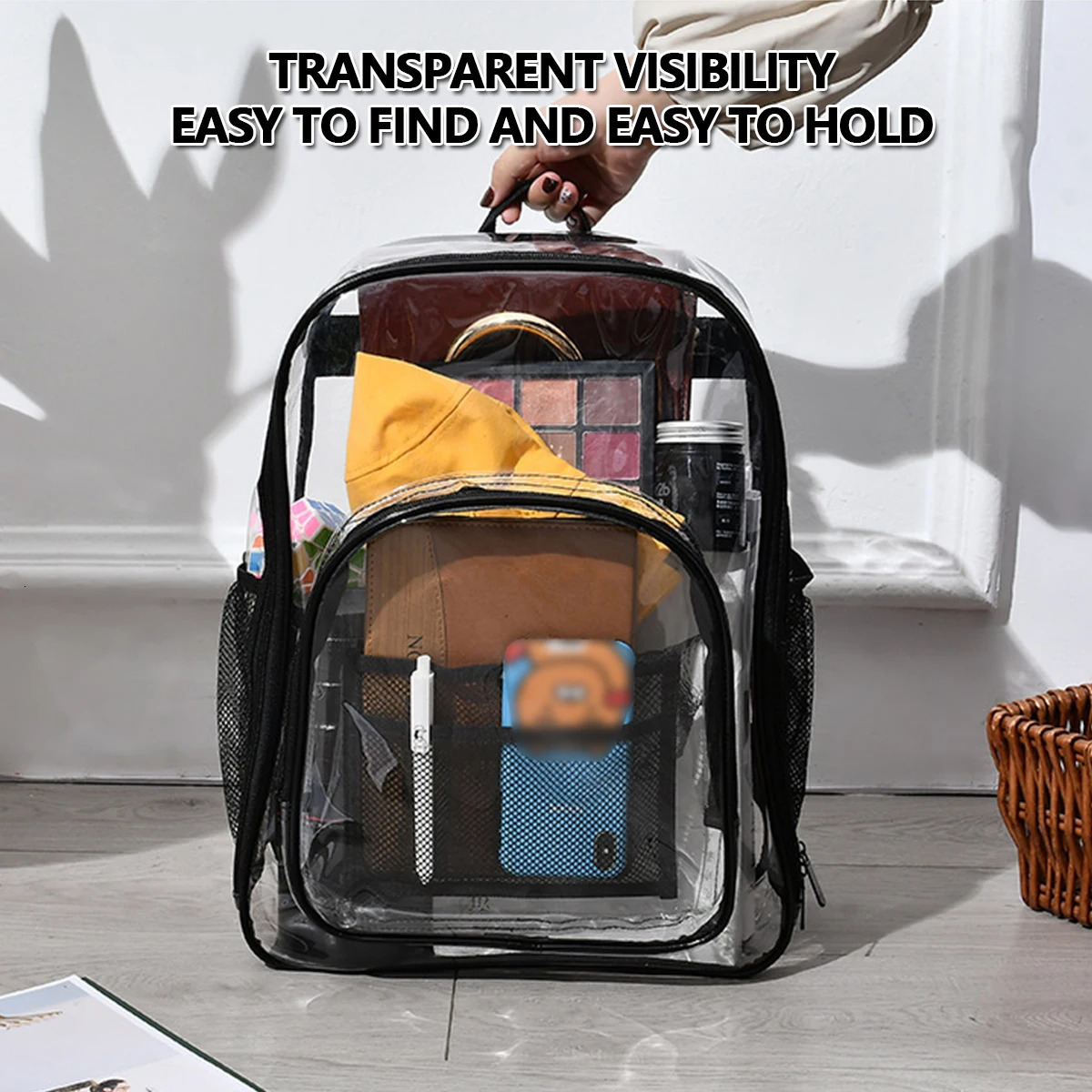 Ship from US Fashion Transparent PVC Backpack Waterproof Women Backpacks Clear for Teenagers Outdoor Sport Large Capacity Bag 250227FBB