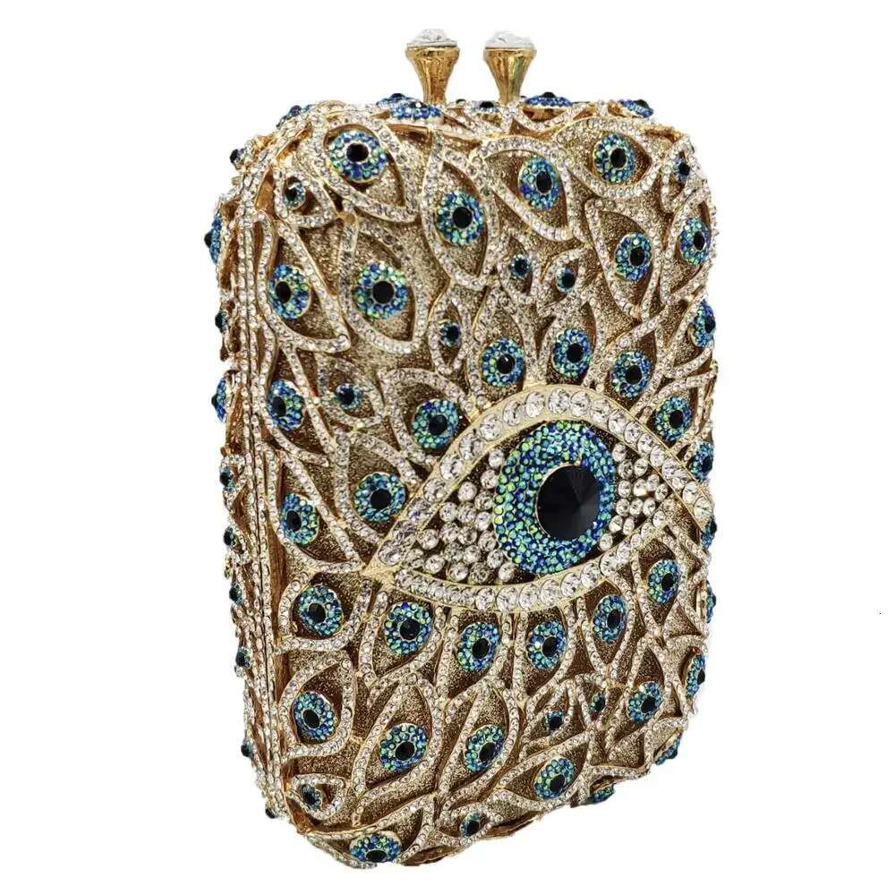 Boutique De FGG (in stock) Evil Eye Women Clutch Purse Rhie Evening Purses and Handbags Bridal Wedding Party Crystal Bags