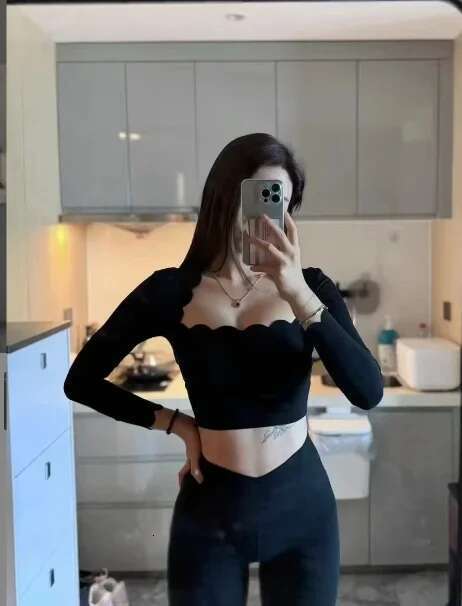 Yoga Sports Long Sleeve Lace Square Collar Elastic Tight Fast Drying Fiess Training Top Pant Sets Women's Tracksuit