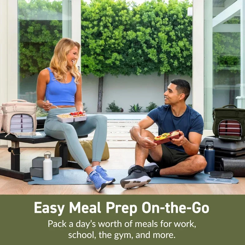 Ship from US Prep Deluxe Insulated Multimeal Bag Lunch Box Holds 5 Meals Premium Insulation up to 8 Hrs DurableResistant 250227FBB