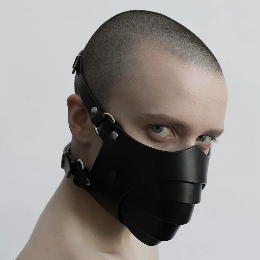 Bdsm Fetish Leather Mask for Men Women Adjustable Cosplay Unisex Bdsm Bondage Belt Restraints Slave Fetish Masks Couples Sex Toy 250227