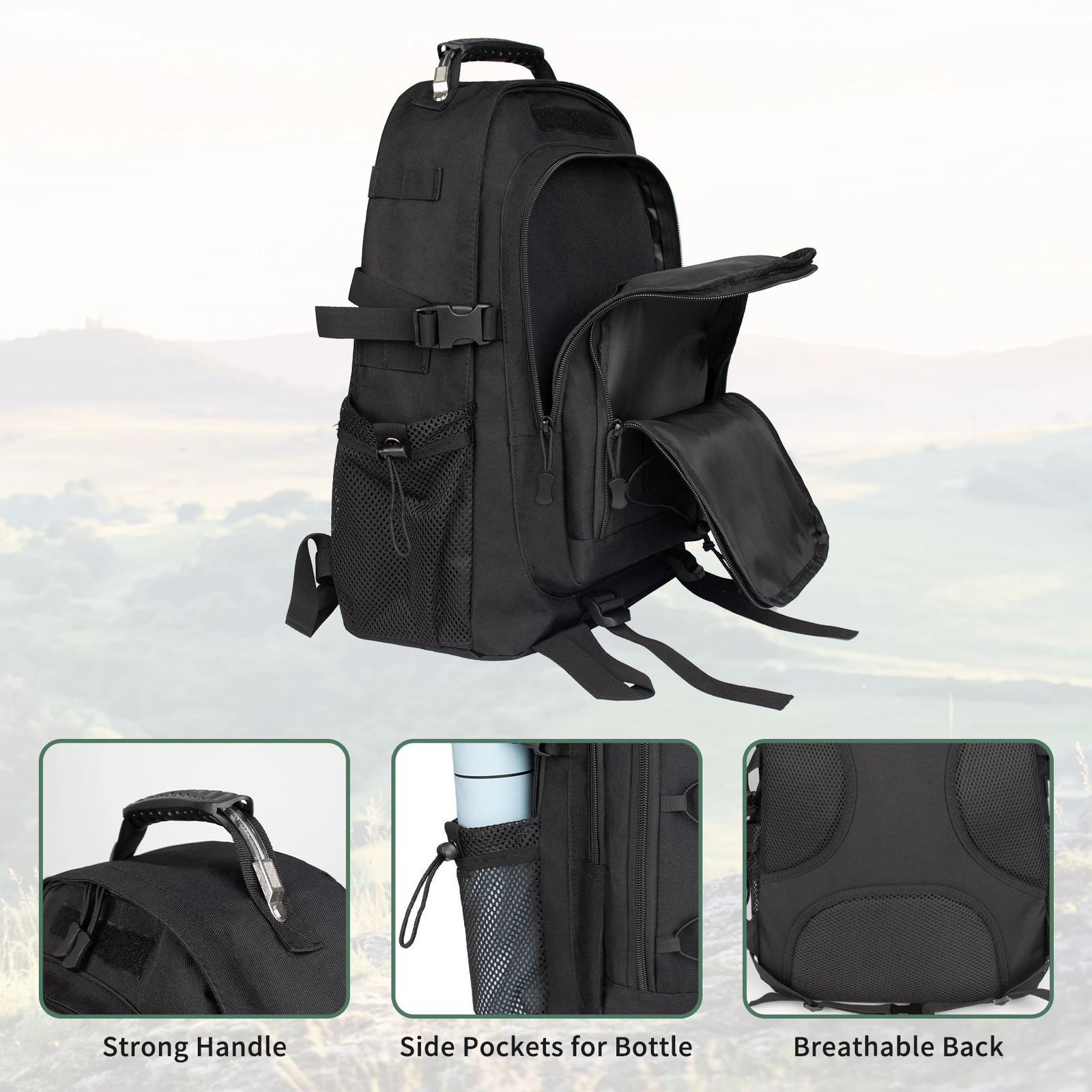Ship from US 30LTactical Backpack Travel Large Capacity Rucksacks Men Waterproof Outdoor Sports Multi functional Bag 250227FBB