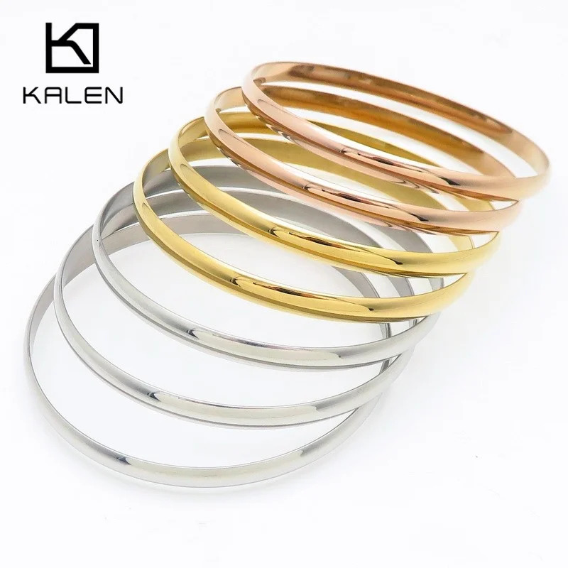 KALEN 7pcs/Lot Stainless Steel Bangles for Women Ethiopian Bracelets African Jewelry Saudi Arabic Wedding Bride Gift 250227