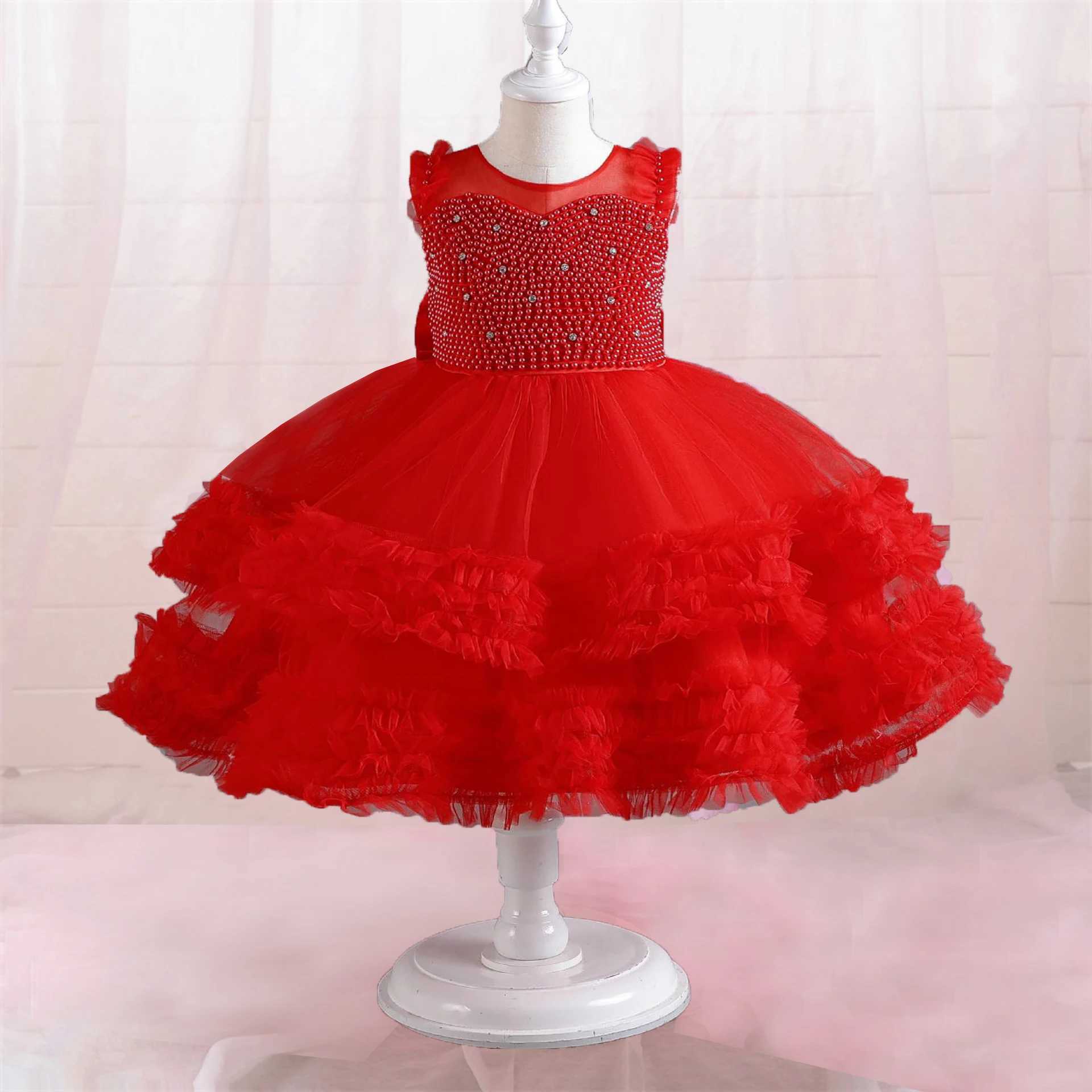 Girl's Dresses Shiny Toddler Little Girls Beaded Ruffled Wedding Flower Girl Birthday Party Pageant Dance Party Gown Y22020 Y2502273F8V