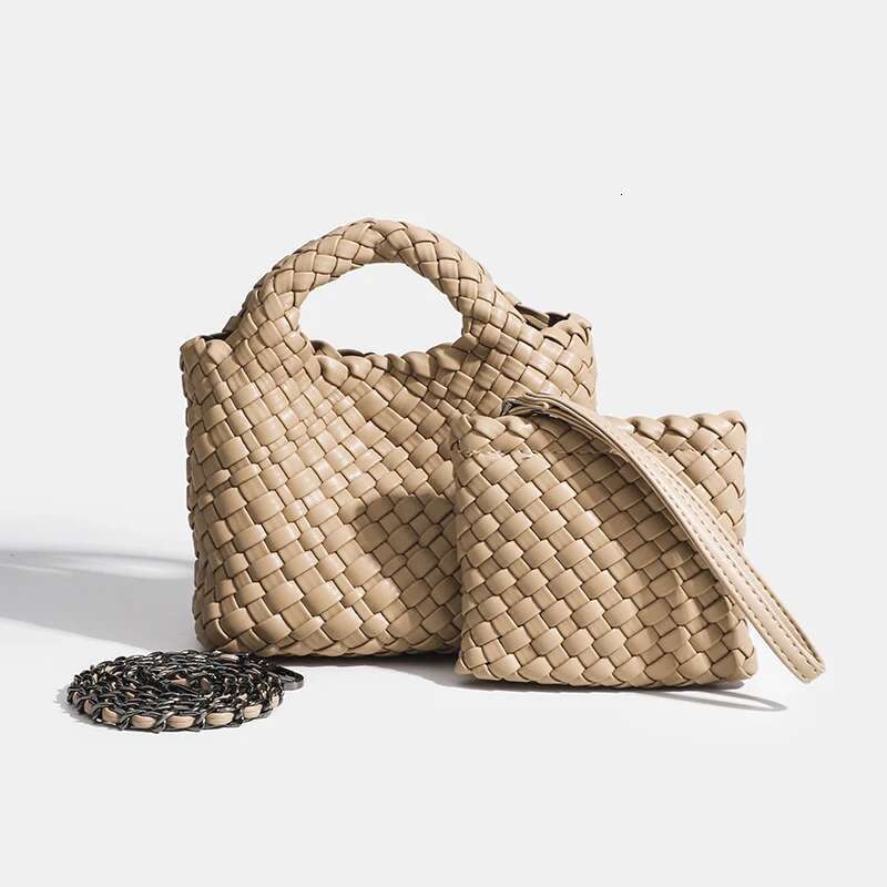 Women's Bags Clutch evening female Bucket woven Tote PU woman on sale medium size Hand knitting Ribbon Chain bag
