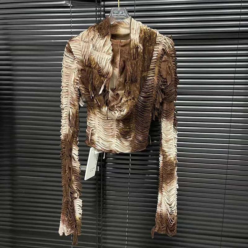 DEAT 2024 Autumn New Item Niche Hooded Long Sleeve T-shirts For Women Fashion Vintage Slim Fit Cut Design Tops Female 11A01256