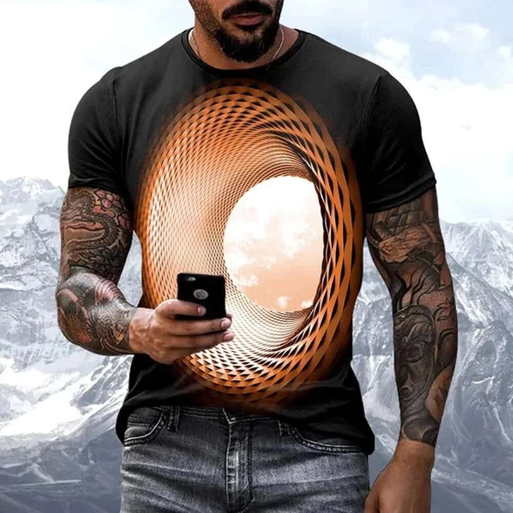 Fashion Personality Fun Sky Pattern Men's T-shirt Summer New Casual Designer 3D Vortex Print Comfortable And Breathable Men's Short Sleeved 