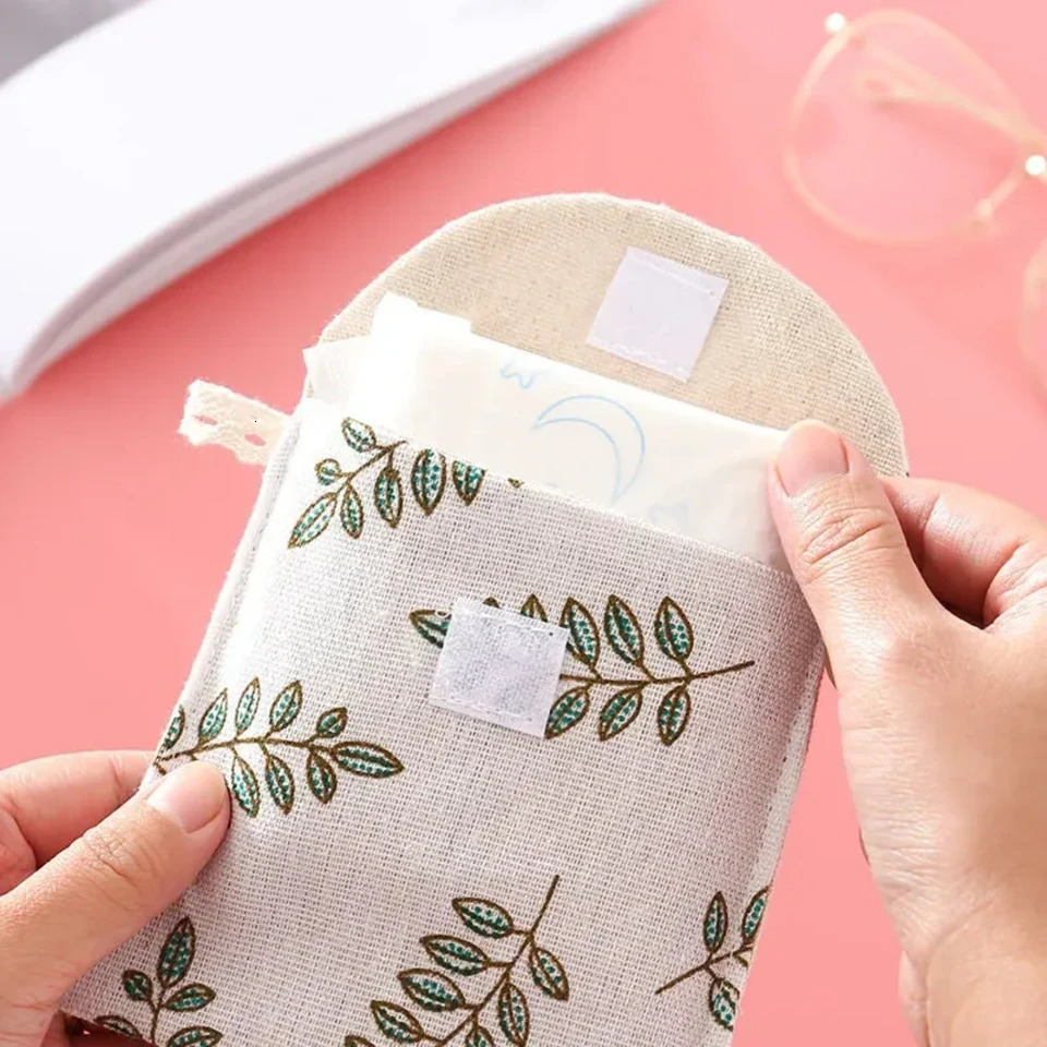 Ship from US Sanitary Pad Pouch Tampon Women Napkin Cosmetic Bags Organizer Ladies Makeup Girls Holder 250227FBB