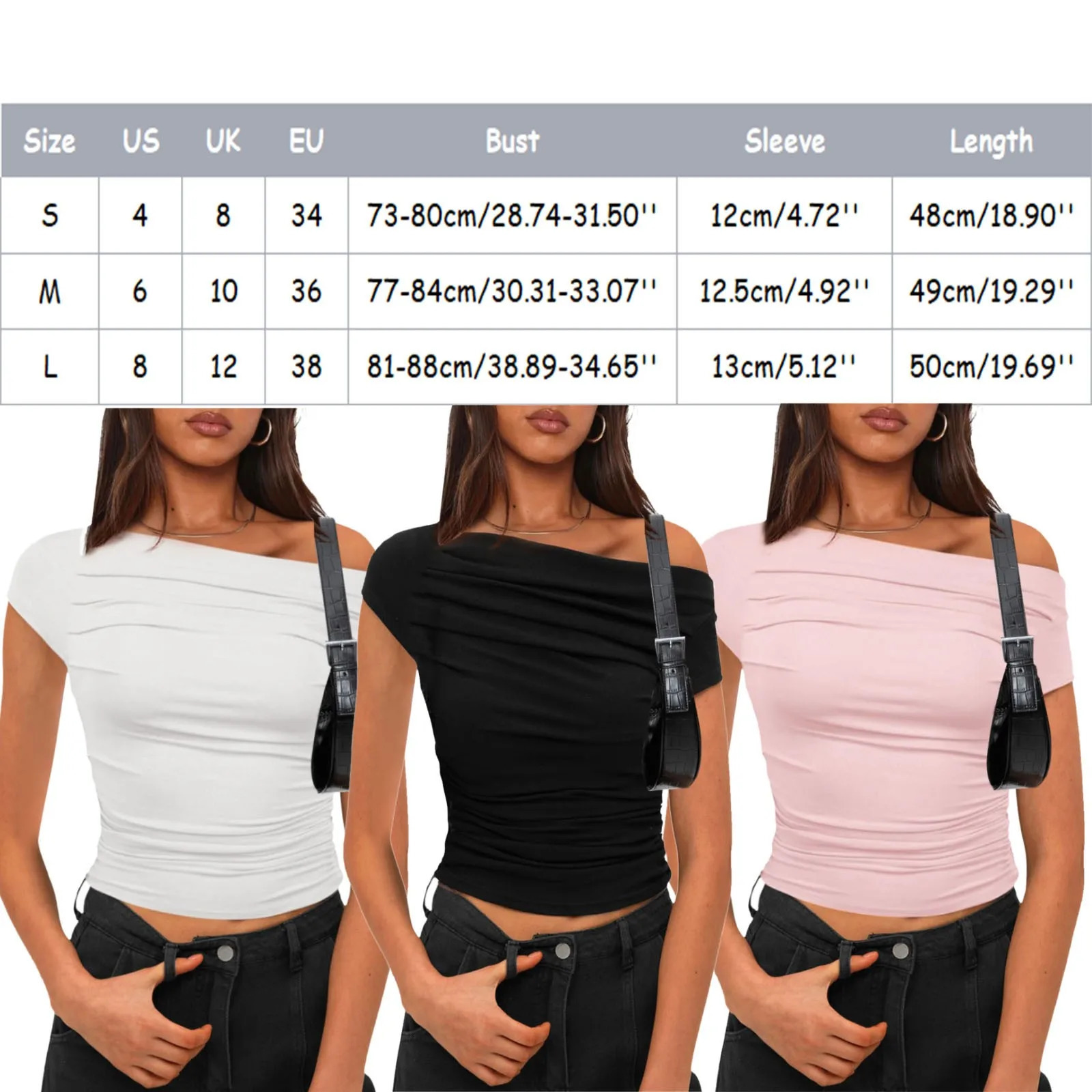 One Shoulder T Shirt Women Short Sleeve Basic Solid Color Tops Summer Crop Tops Slim Fit Clothes WomenS Glamorous Sexy Tops 250227