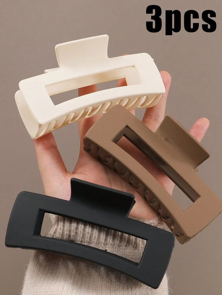 24 black and white khaki square hair clips 3D claw clip accessories used for daily hairstyle 250218