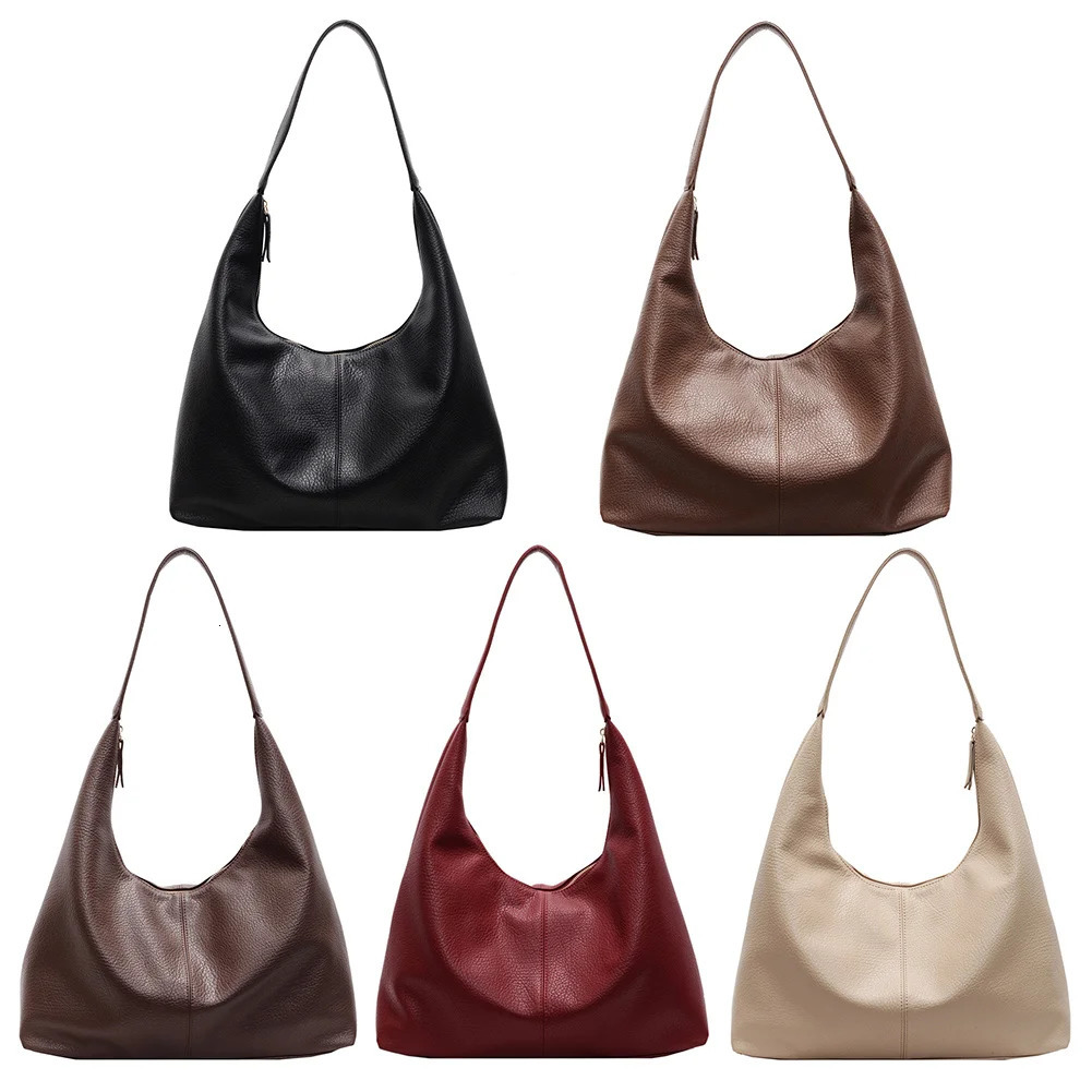 Ship from US Shoulder Bag for Women Zipper Closure Underarm PU Leather Large Capacity Solid Color Handbag Travel Shopping Work 250227FBB