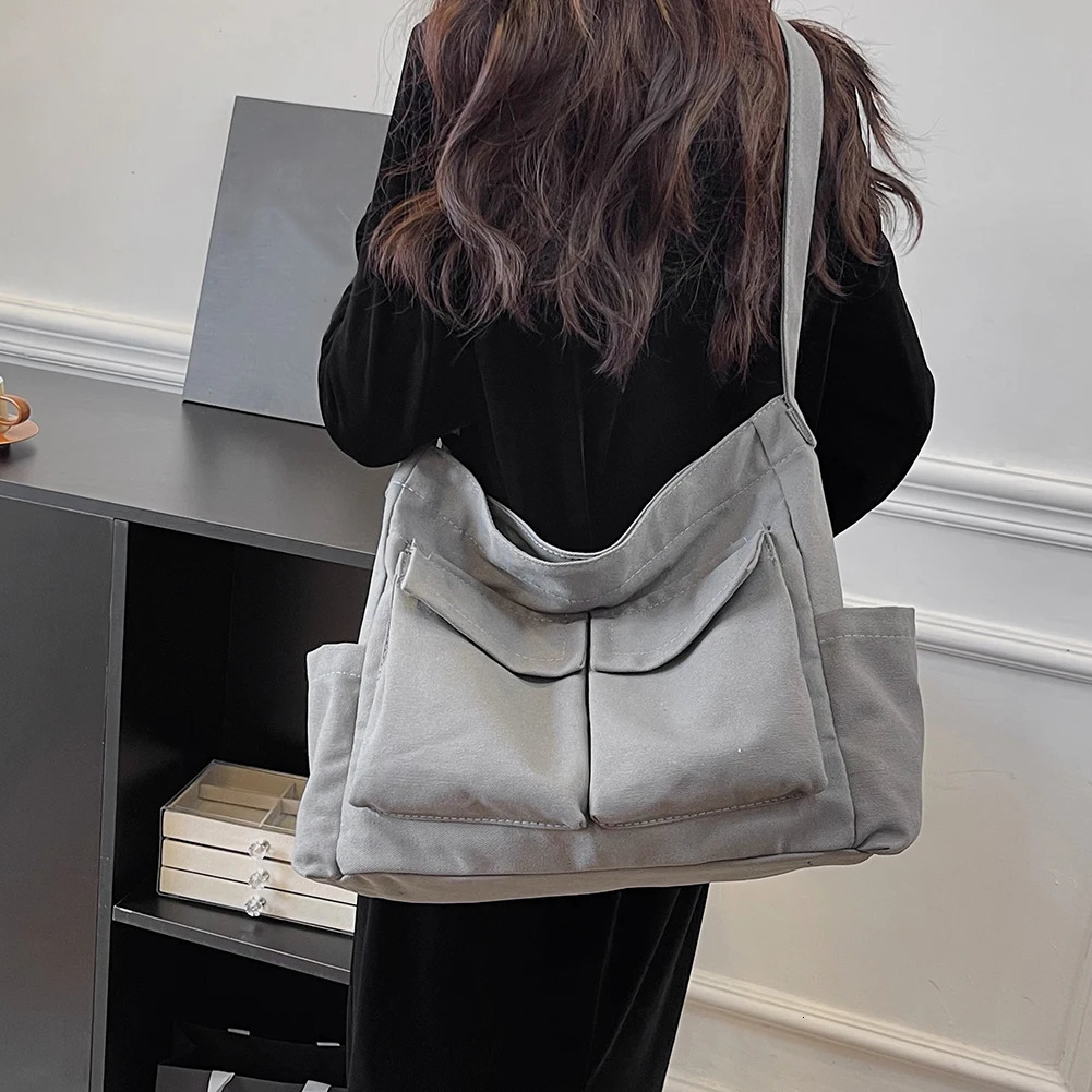Ship from US Women Vintage Handbag Canvas Teenager Shoulder Tote Bags Large Capacity Messenger Ladies Casual Crossbody Purse 250227FBB