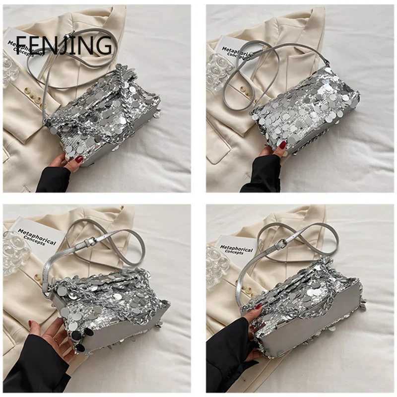 New Arrival Sequined Shiny Handbags Women New Fashion Shoulder Crossbody Bags Luxury Party Evening Bags Purple Over Envelope Bags T250227