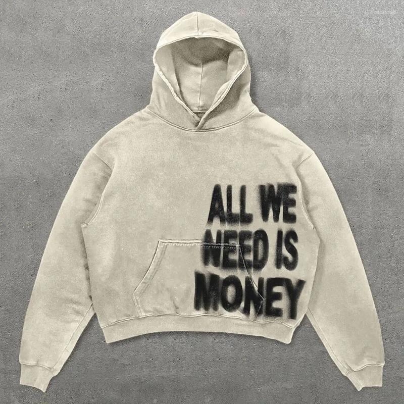 Men's Hoodies Kpop Ins All We Need Is MONEY Print Pullover Hoodie Women Men Autumn Sweatshirt Hoody BAT SLEEVE For Youth Fans