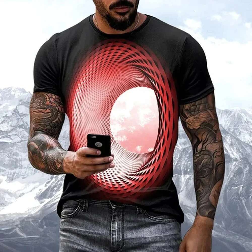 Fashion Personality Fun Sky Pattern Men's T-shirt Summer New Casual Designer 3D Vortex Print Comfortable And Breathable Men's Short Sleeved 