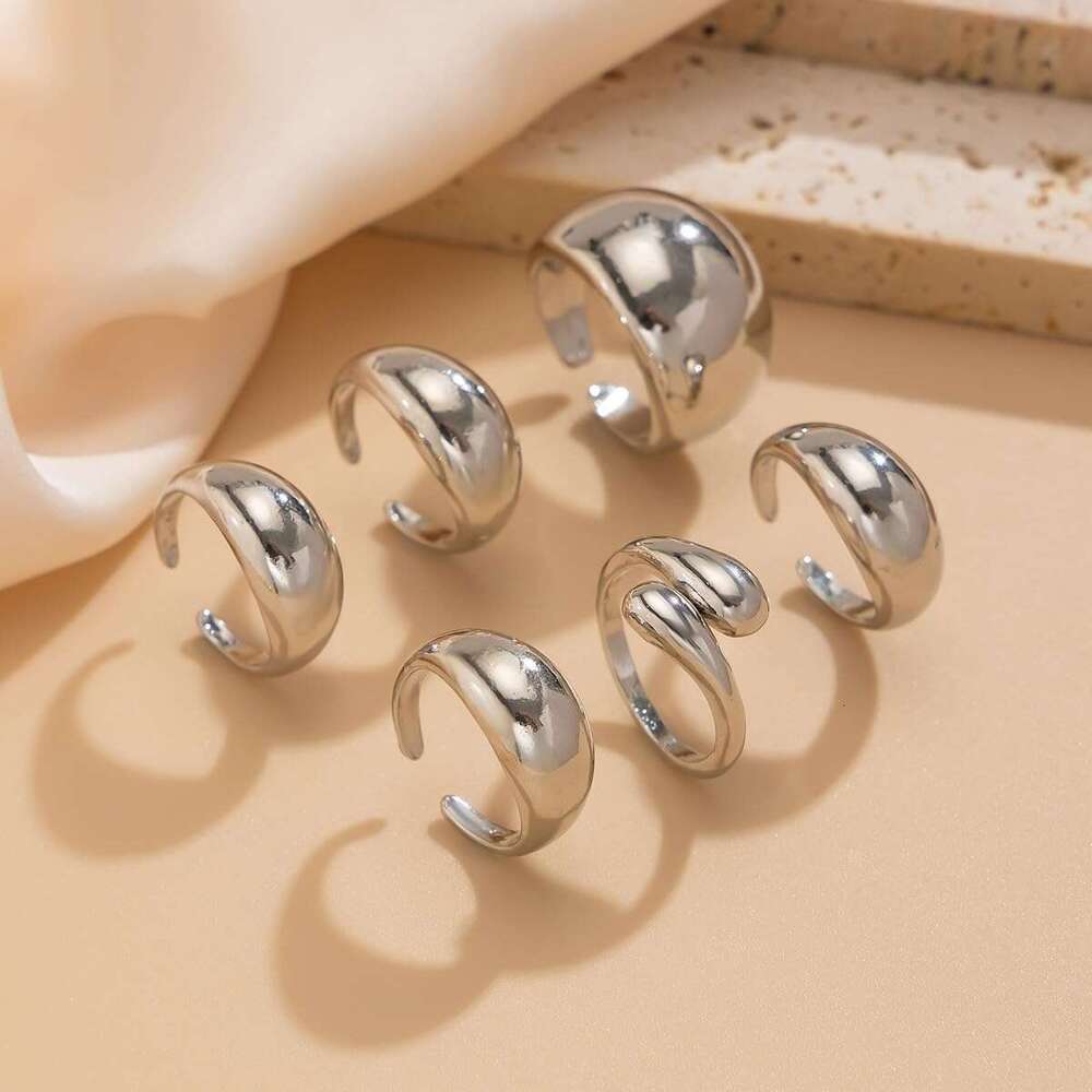Statement for Women Thick Gold Rings Set Sier Chunky Jewelry Bold Dome Ring
