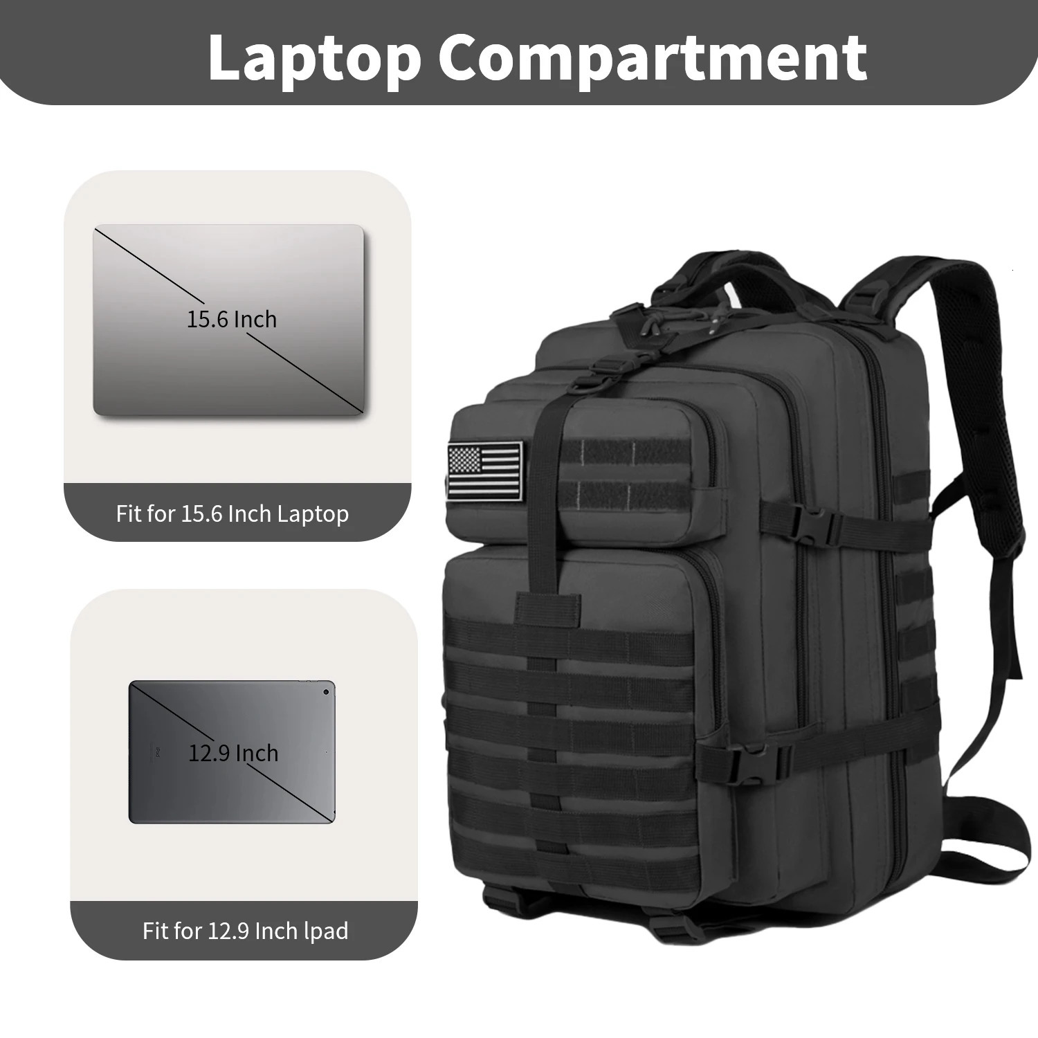Ship from US Military Tactical Backpack For Men Waterproof Army Assault Daypack 3Day Bug Out Bag Hiking Climbing Rucksack Carry On Travel 250227FBB