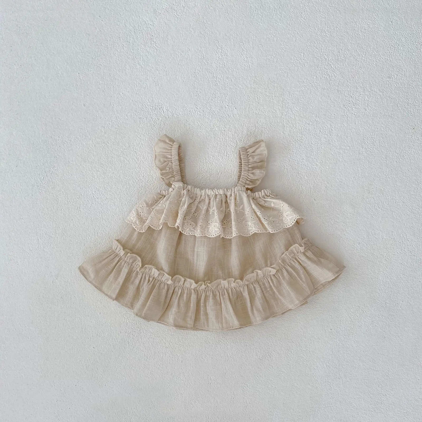 Milancel Summer Baby Clothing Set Sweet Ruffle Sleeves Camisol and Shorts 2-piece Girls Set Solid Color Baby Clothing 250227