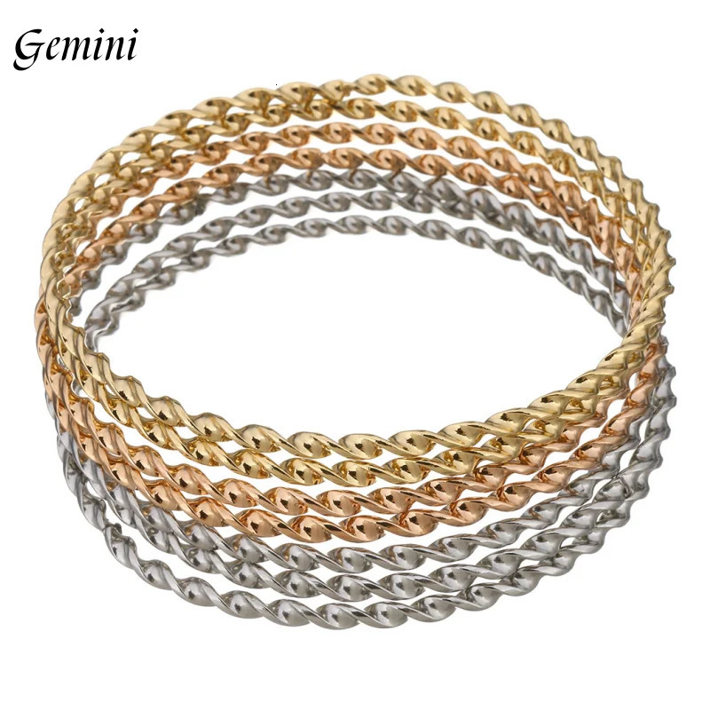 7PCs/Set Fashion Roman style Stainless Steel Bangle gold color Lover Charm Bracelet for Women Gold Wide Cuff Bangle 250227