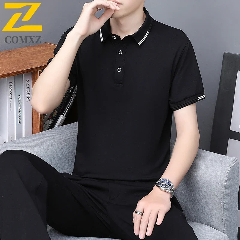 Short Sleeve Mens Minimalist Pure Cotton Popsicle Cotton Selling POLO Shirt Business Casual Breathable Male T-shirt 250224