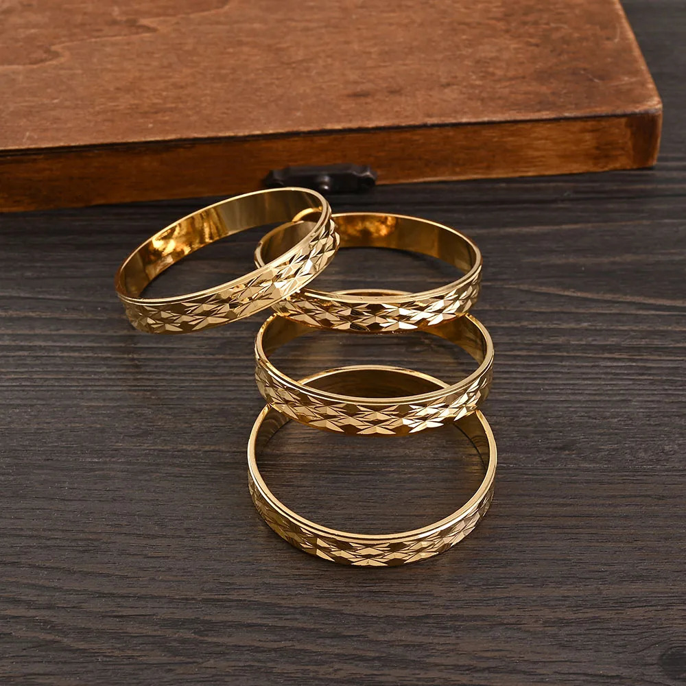 45MM Dubai Baby Cute Bangles For Women Ethiopian Jewelry Gold Color Bangles Bracelets Girls Birthday Jewelry Gifts 250227