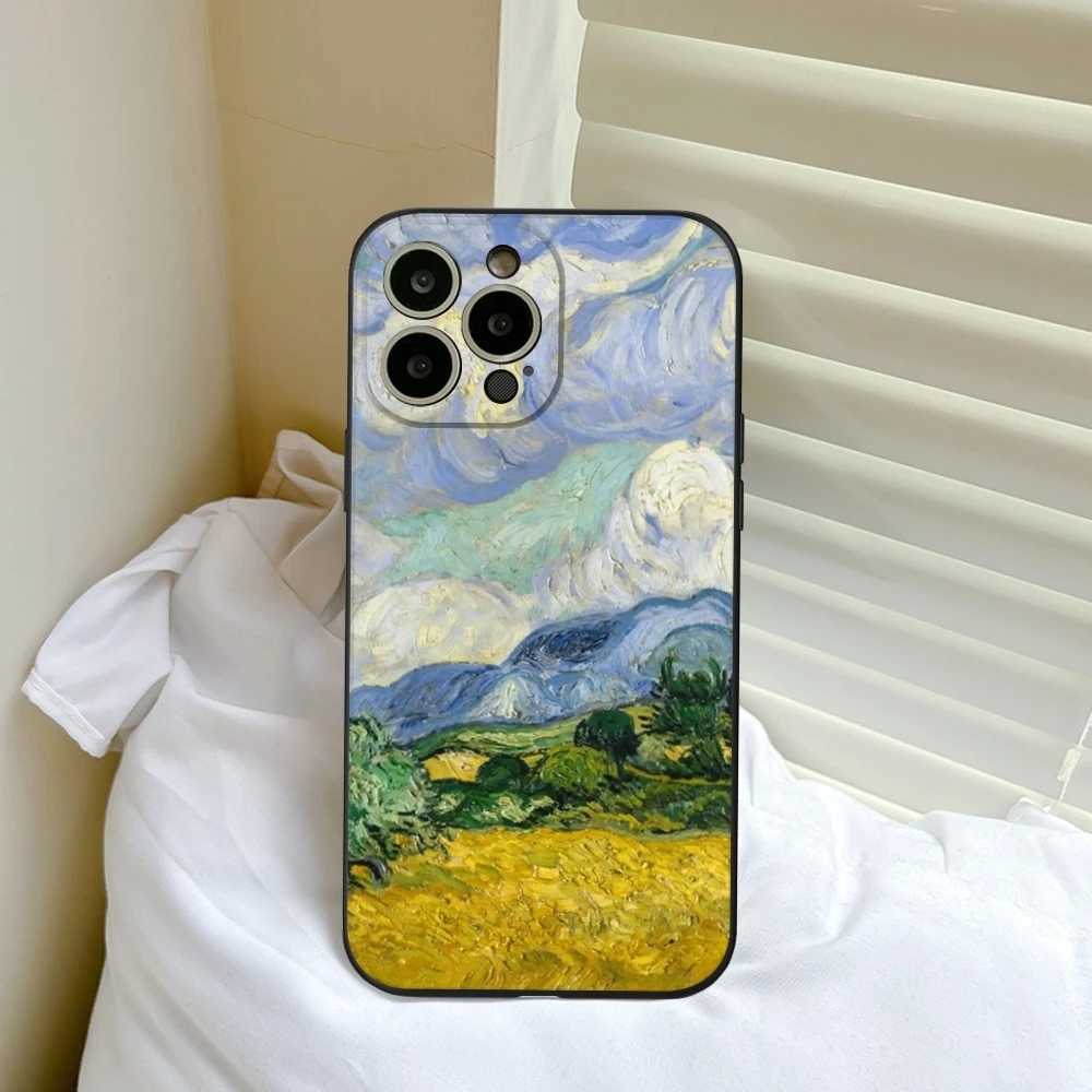 Van Gogh oil painting phone case iPhone 15 14 11 12 Pro 15 16 Plus 13 Pro MAX XR black soft cover Z250227