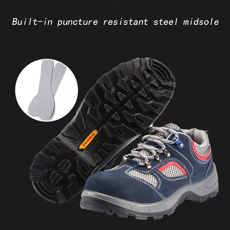 Protection Shoes Men Summer Anti Impact Puncture Steel Toe Cap Lightweight Breathable Construction Site Work Shoes 250226
