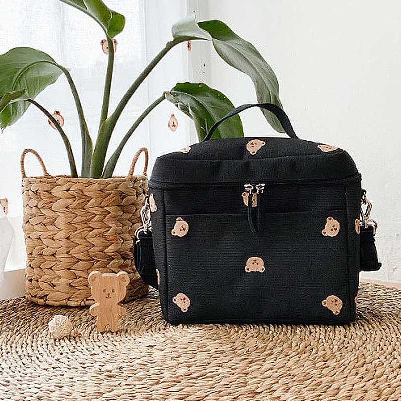 Diaper Bags INS childrens bear insulation bag baby stroller storage bag mommy bag portable outdoor insulation bag Y2502276KA8