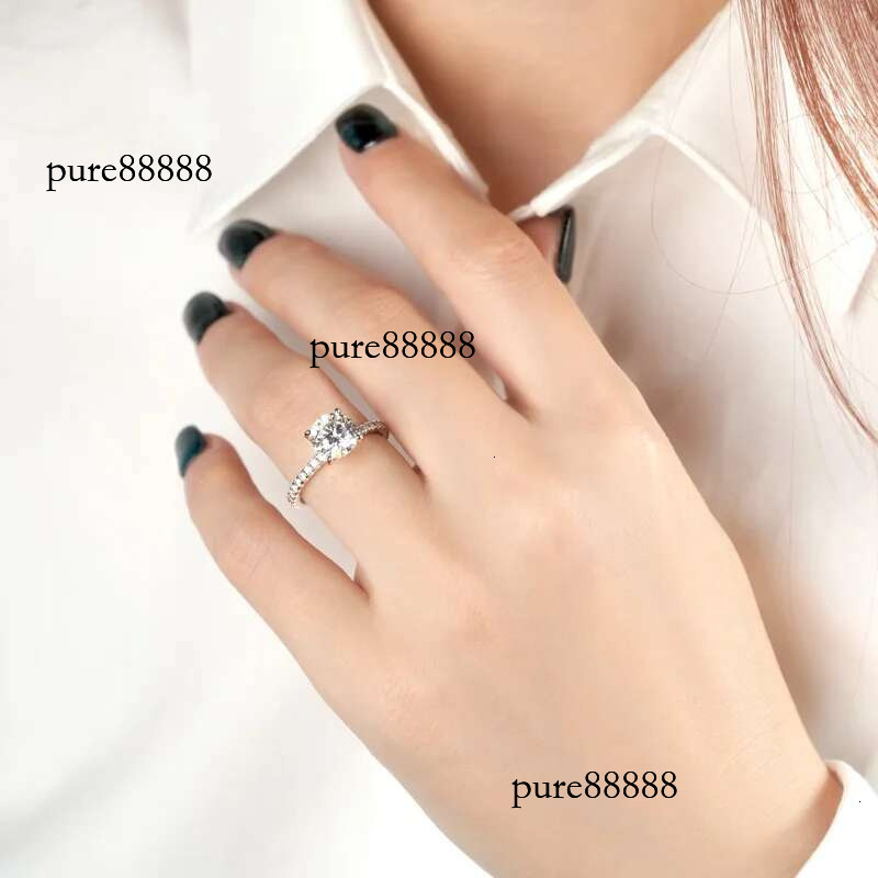 Anziw Solitaire 2ct Moissanite Dia Ring Sterg Sliver Sparking Wedding Promise Finger Rings for Women GRA Certificate
