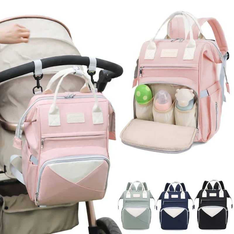Diaper Bags Mommy Diaper Bags Baby Stroller Hanging Bag Mother Large Capacity Nappy Backpacks with Changing Mat Convenient Baby Nursing Bags Y25022771