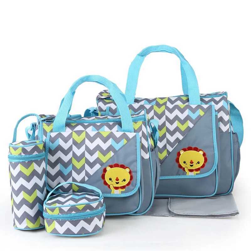 Diaper Bags 5pcs/set New Fashion Mummy Bag Baby Diaper Bags Maternity Nappy Bag Mommy Baby Care Carriage Stroller Bag Organizer Y2502274AYF