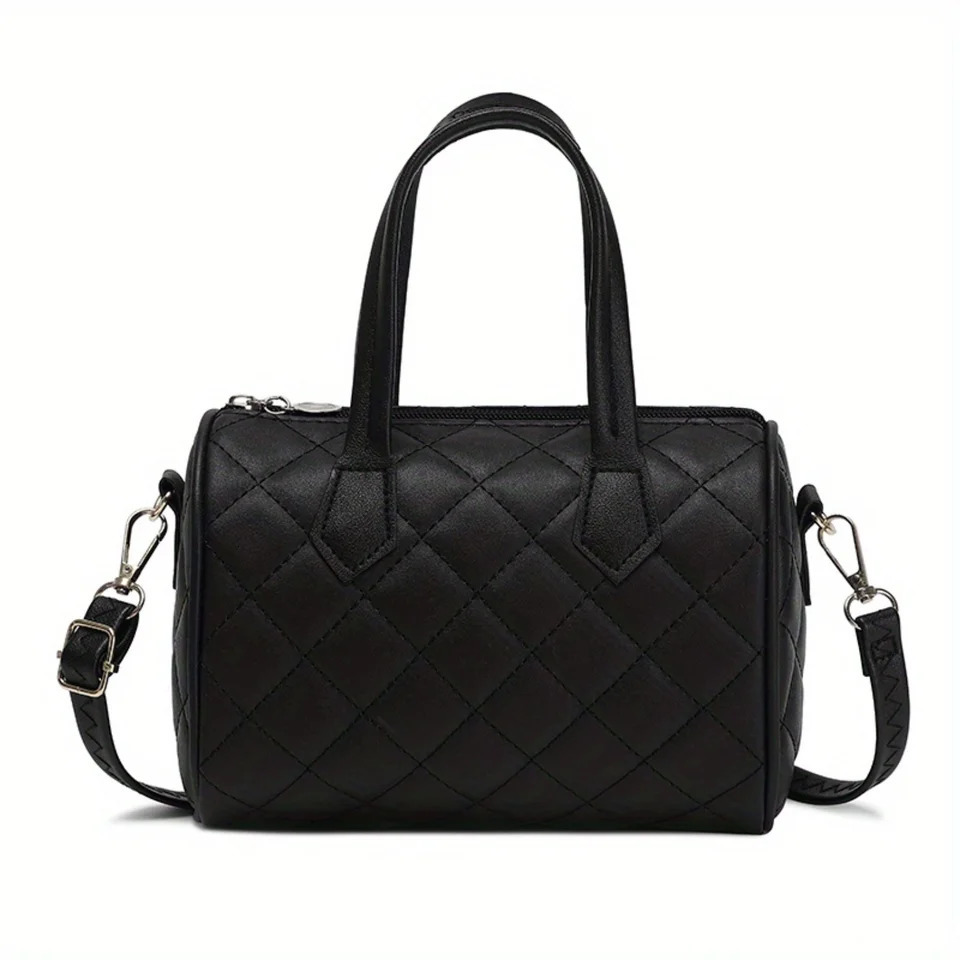 Ship from US Argyle Embroidery Boston Bag Fashion Double Handle Satchel Purse Mini Crossbody For Women 250227FBB