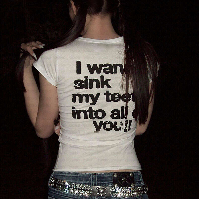 New spring summer personalized street casual sexy slim fit letter print black white versatile short sleeved T-shirt for men and women