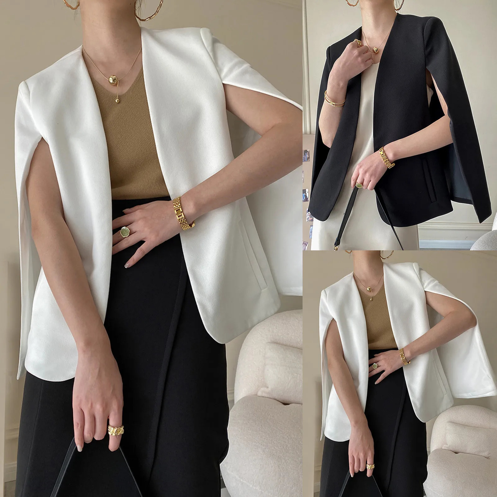 Womens Autumn Temperament Jacket Solid Split Long Sleeve Business Work Ladies Fashion Office Jackets womens jacket 250227