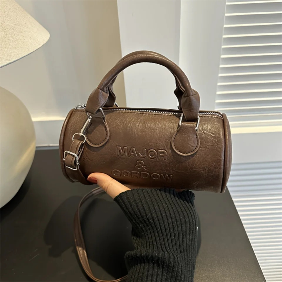 Ship from US Vintage Crossbody Boston Bag Retro Shoulder Cylinder Womens Fashion Handbag Purse Bogg bag xlarge Cosmetic pouch Travel 250227FBB