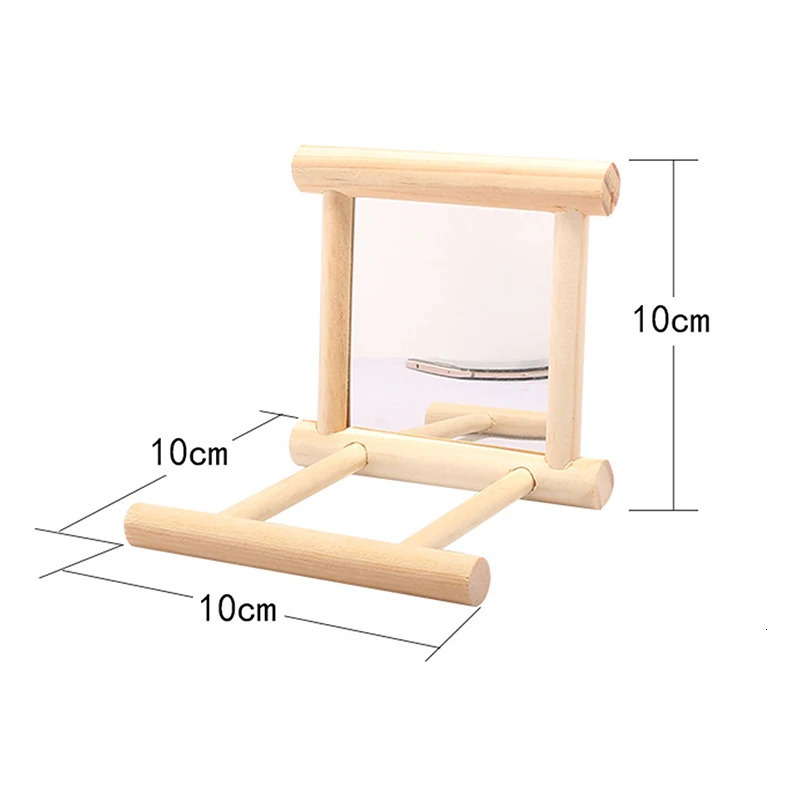 Bird Mirror Wooden Interactive Play Toy With Perch For Small Parrot Budgies Parakeet Cockatiel Conure Lovebird Cage Accessories 250226