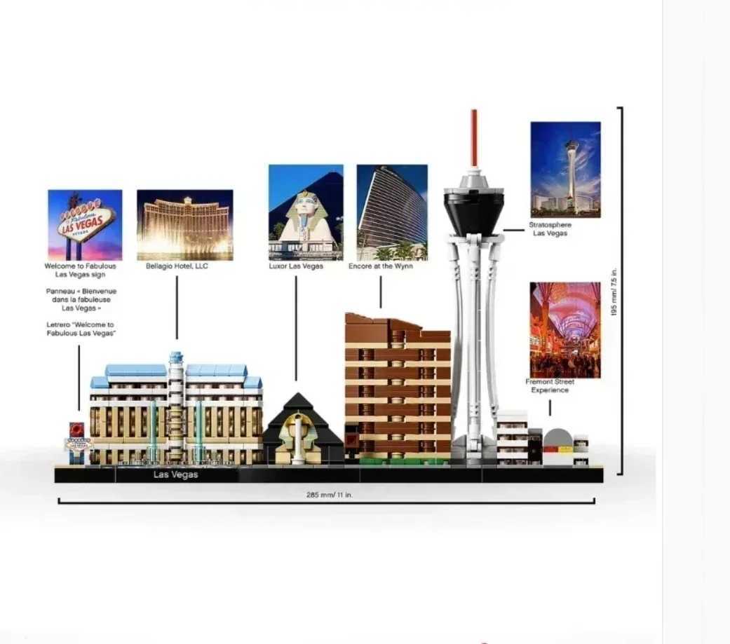 2024 New Architecture Skyline Collection 21033 Chicago 21043 San Francisco 21027 Classic Model Kit DIY Kids Toys Gift Y250227