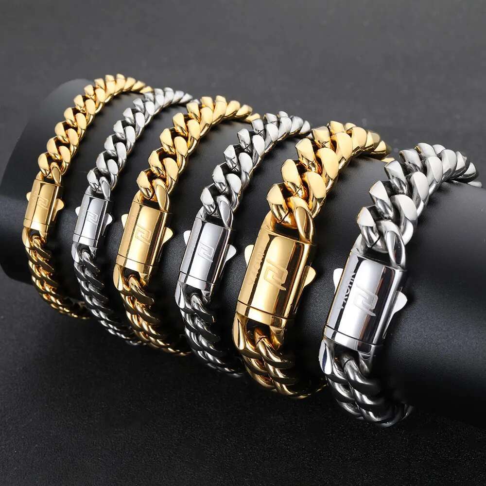Hip Hop Rock Jewelry Free Custom Name Miami Cuban k Stainless Steel Bracelet For Men Drop Shipping