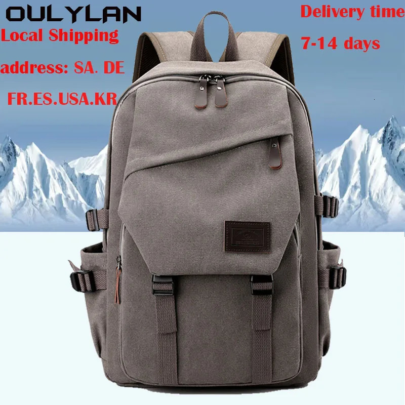 Ship from US Oulylan 156 Oxford Large Capacity Backpack Men Laptop Backpacks Solid High School Bags Teen College Boy Grill Student 250227FBB