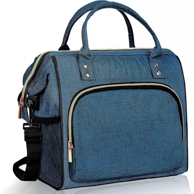 Ship from US Large Insulated Lunch Bag Men Blue Reusable Cooler with Pockets Leakproof and Insulation 250227FBB