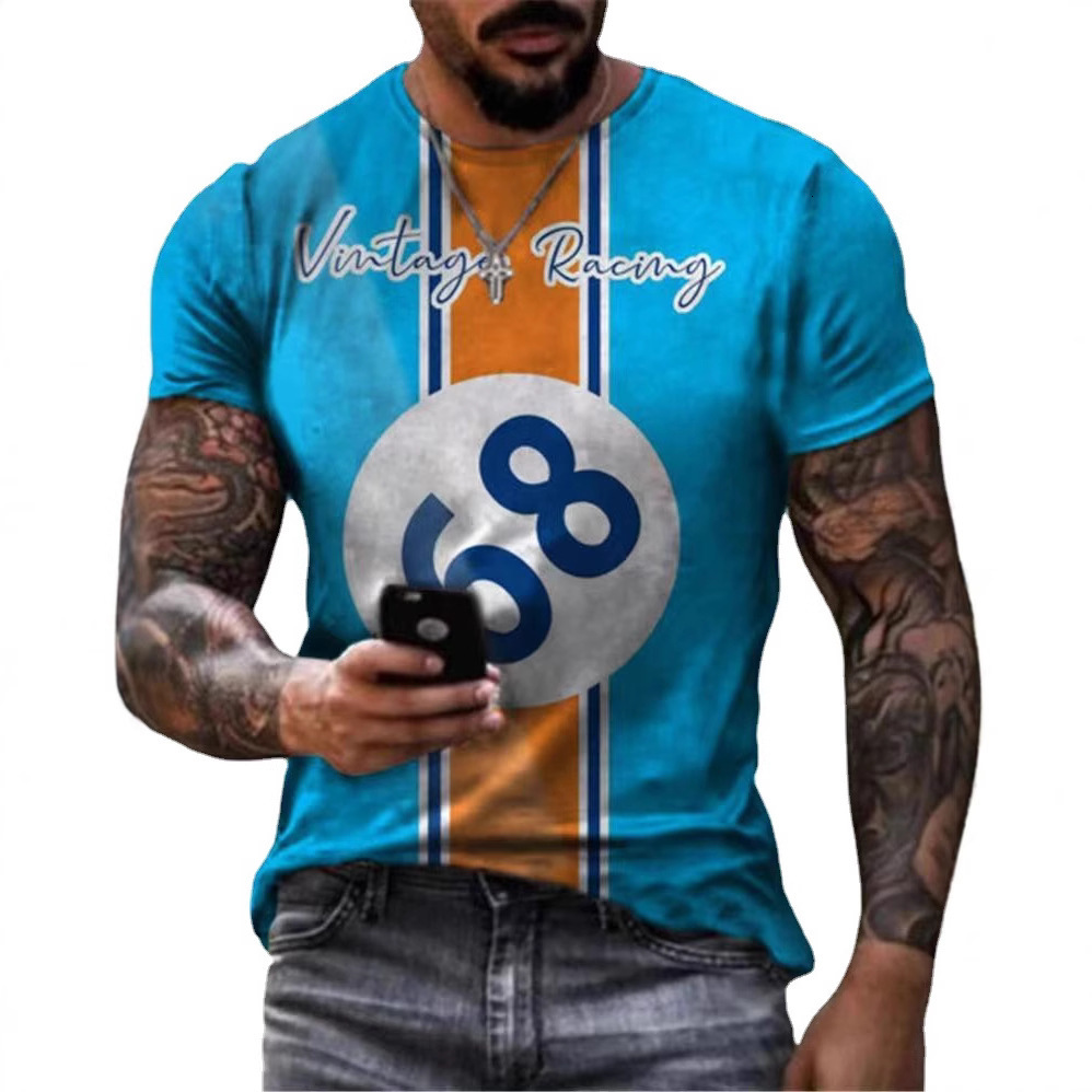 Designer's Casual Trend 2025 New Summer Casual T-shirt Digital Printing Fashionable Round Neck Men's Short Sleeved Shirt