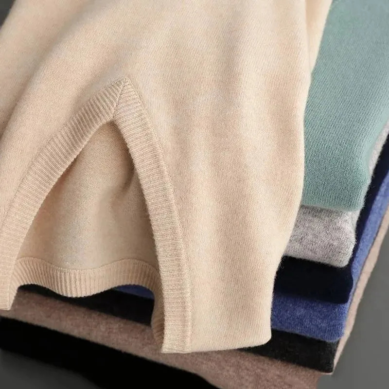 Cashmere Cotton Mens Pullover Vneck Solid Color Sweater Vests Autumn Winter Casual Wool For Men M5XL 250225