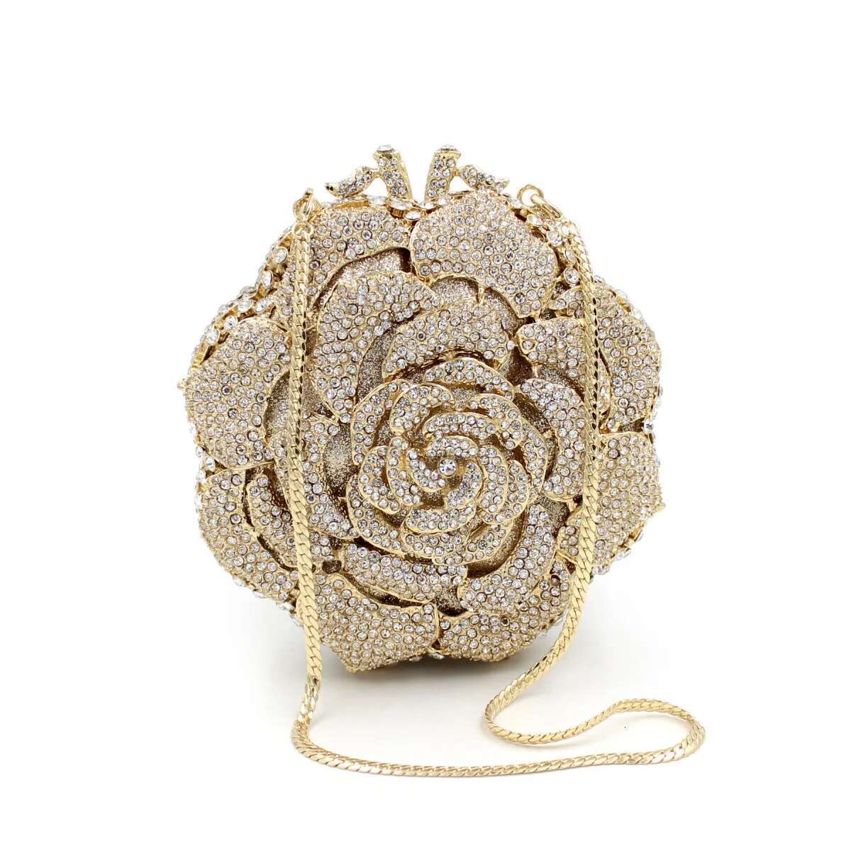 Elegant Rose Wedding Bride Handbag Rhie Evening Bag Women Shiny Party Clutch Purse Designer Dia Fashion Bags