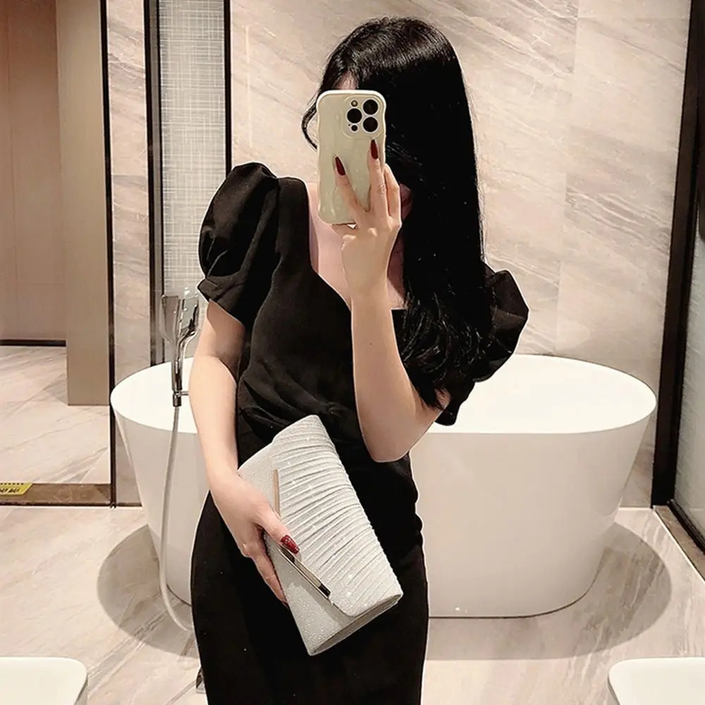 Gold and silver evening bag womens elegant fashionable banquet clutch chain shoulder y wallet wedding party 250226