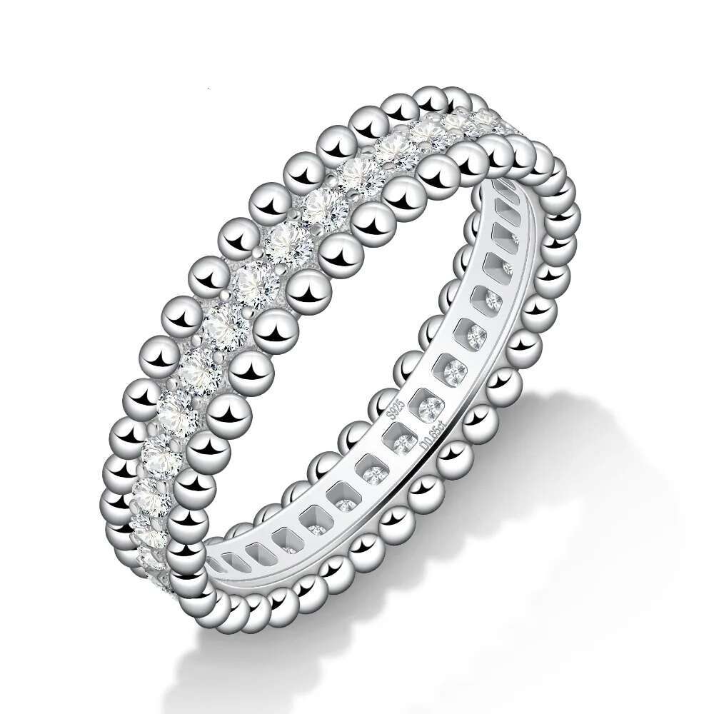 Full Moissanite Ring Dating Couple Promise Rings Sterg Sier D Color VVS1 Dia Wedding Bands for Women Fine Jewelry