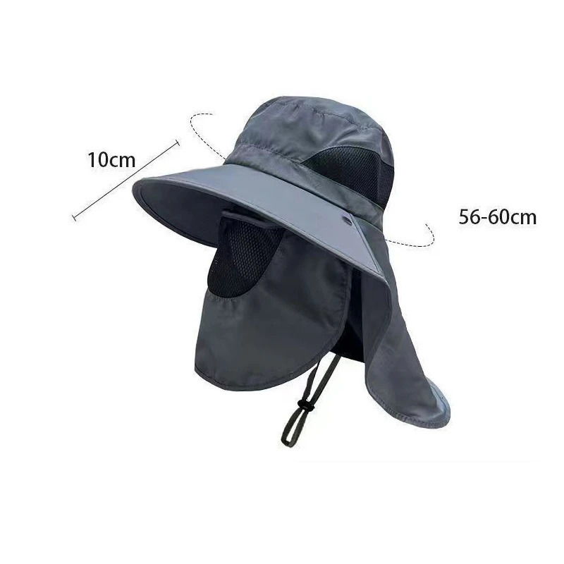 Mens Summer Sun Hat Breathable Mesh n Quick-Dry Detachable Polyester UV Protection Fishing Hiking Cap with Neck Coverage 250218