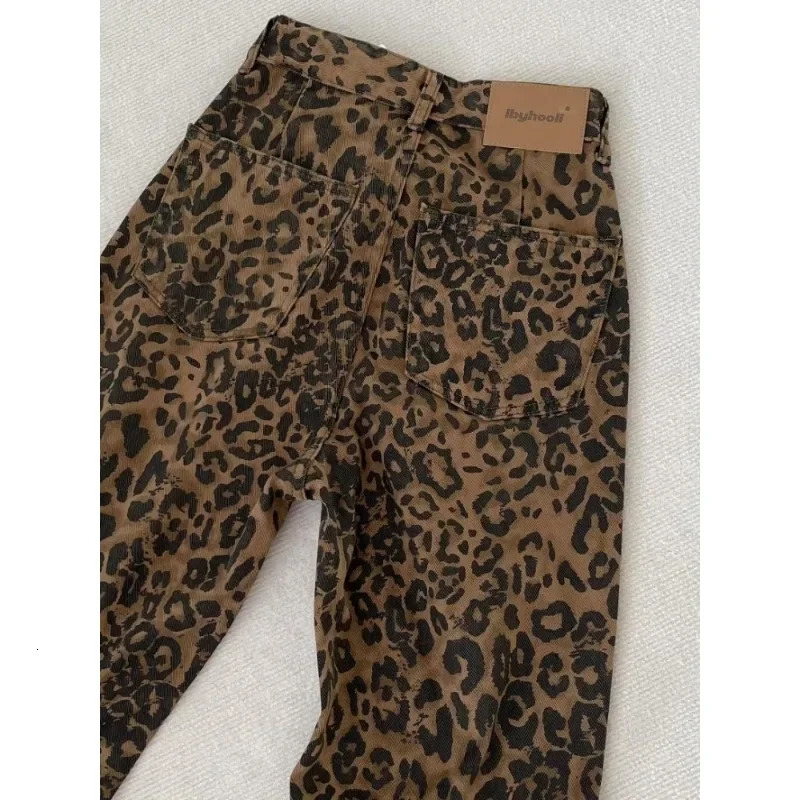 American Retro High Street Casual Loose Wide Leg Leopard Pants For Women Y2k Hiphop Cargo Grunge Baggy Trousers 250227